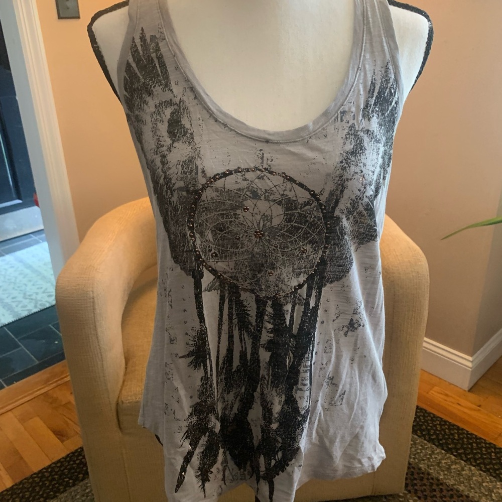 Rock & Republic Gray Dreamcatcher Tank Top
